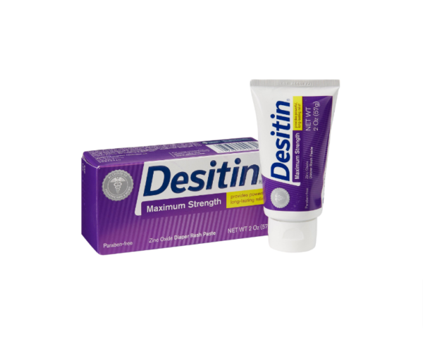 Desitin 4 oz. tube for diaper rash treatment with zinc oxide.